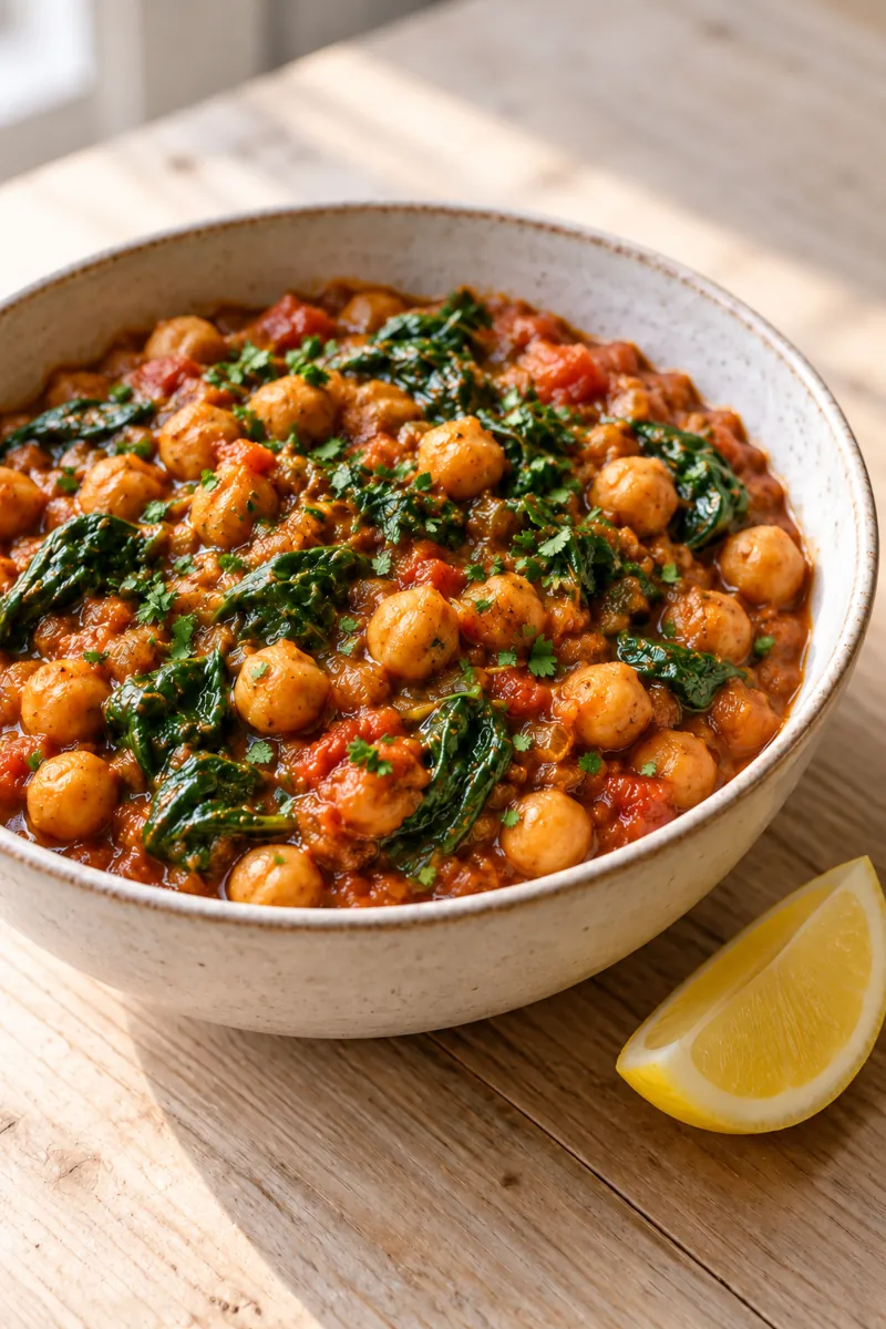 Chana masala with spinach