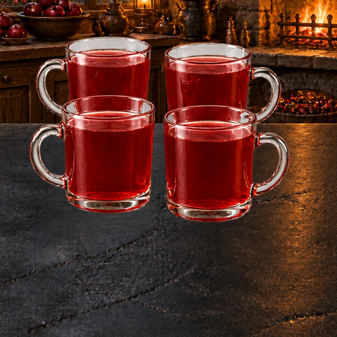 Spiced Cherry Apple Cider in an illustrated Halloween setting.