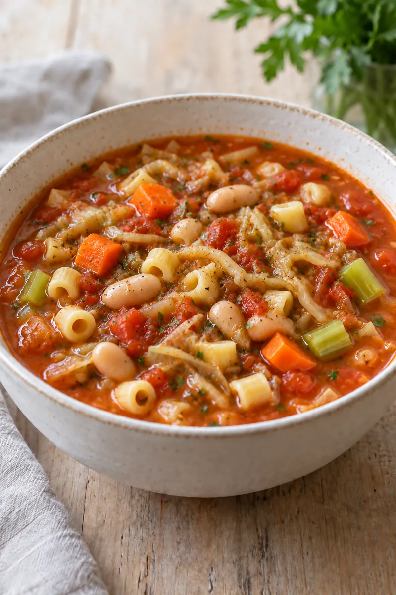 Winter minestrone with cabbage